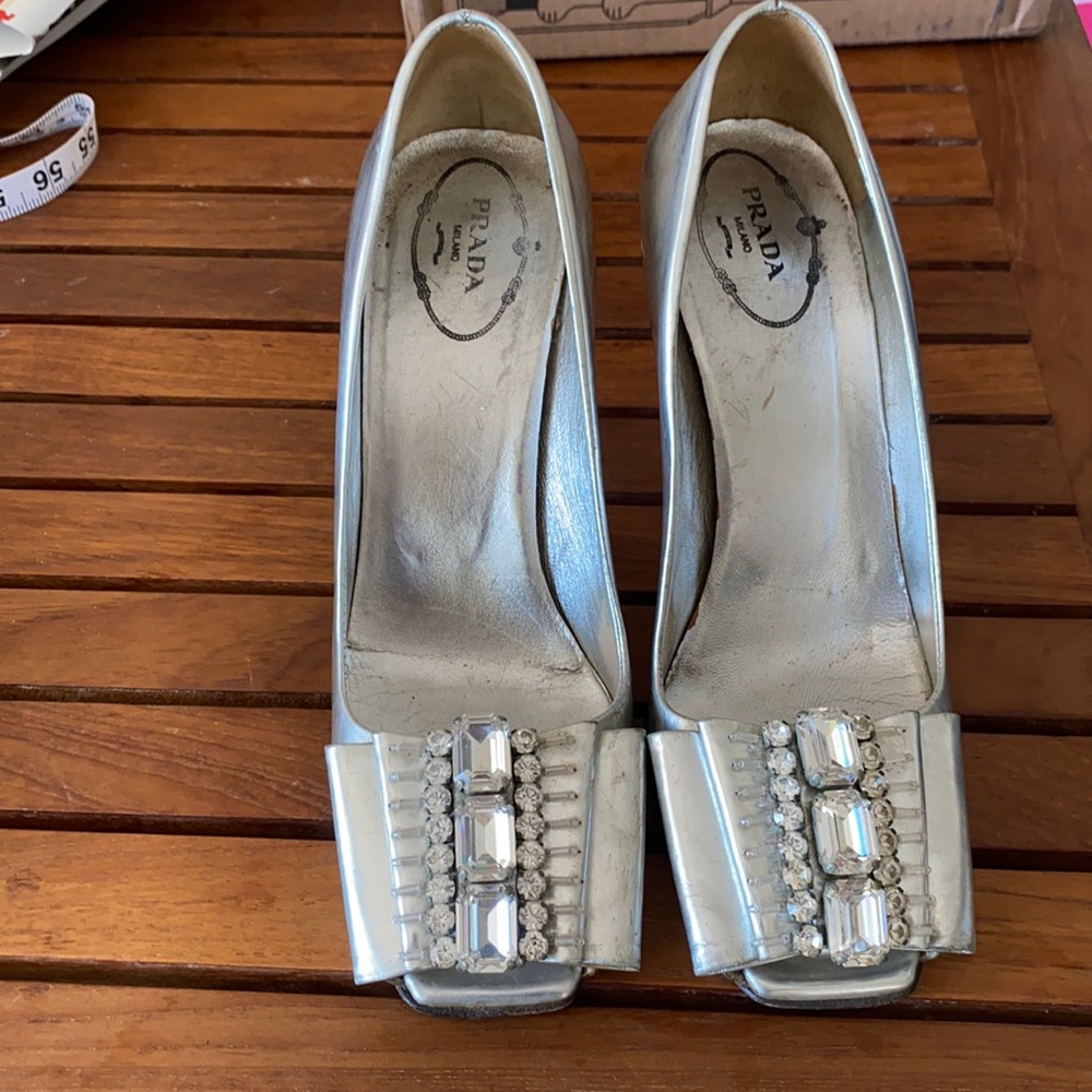 Prada silver heel